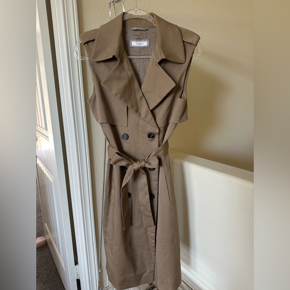 Peserico Taupe Double Breasted Peacoat